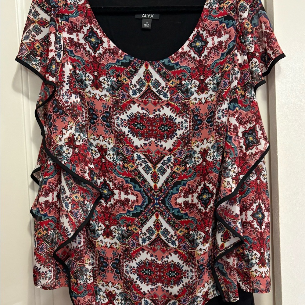 Alyx Women's Red and Black Patterned Blouse
